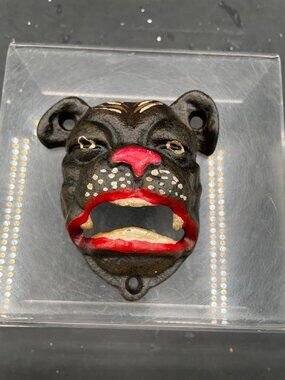 Vintage Cast Iron Bulldog Wall Mount Bottle Opener Man Cave Barware